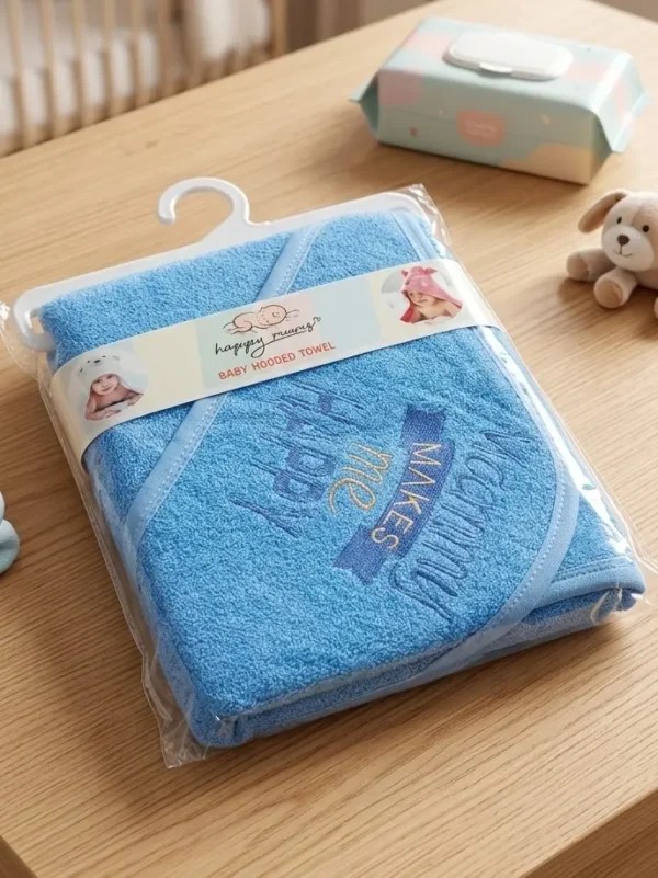 Happy Mums Ultra-Soft Hooded Baby Bath Towel – Embroidered Plush Bath Wrap for Newborns & Infants