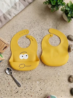 Waterproof Soft Silicone Baby Feeding Bib with Deep Crumb Catcher Pocket – Adjustable Mess-Free Weaning Bib