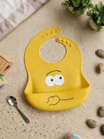 Waterproof Soft Silicone Baby Feeding Bib with Deep Crumb Catcher Pocket – Adjustable Mess-Free Weaning Bib