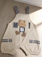 Toddler Bear Overalls Set | Soft Cotton T-Shirt & Romper | Sizes 80–100