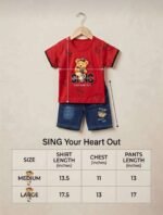 Toddler Boy "Sing Your Heart Out" Teddy Bear T-Shirt & Denim Shorts Set | 2-Piece Summer Nicker Suit