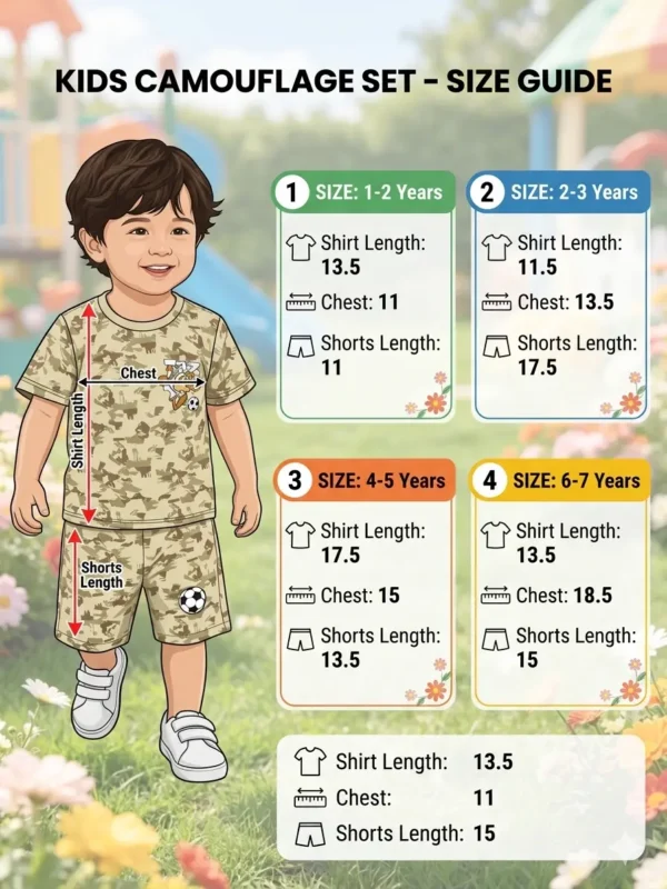Title Boys Premium Camouflage Nicker Suit - Taz Cartoon Printed T-Shirt & Shorts Set