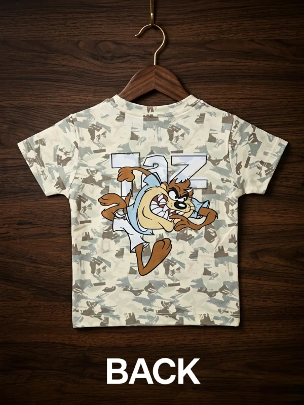 Title Boys Premium Camouflage Nicker Suit - Taz Cartoon Printed T-Shirt & Shorts Set
