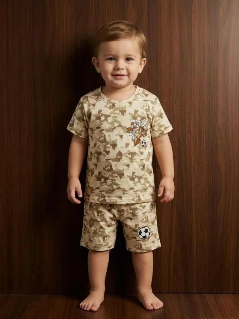 Title Boys Premium Camouflage Nicker Suit - Taz Cartoon Printed T-Shirt & Shorts Set