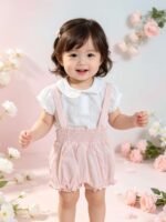 Premium Baby Girl Suspender Romper & Shirt Set – Cute Toddler Summer Outfit