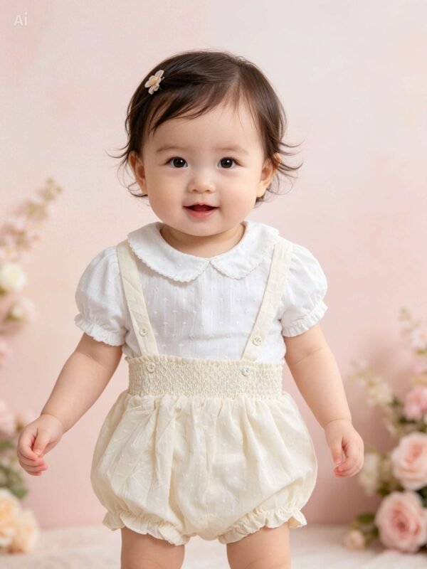 Premium Baby Girl Suspender Romper & Shirt Set – Cute Toddler Summer Outfit