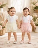Premium Baby Girl Suspender Romper & Shirt Set – Cute Toddler Summer Outfit