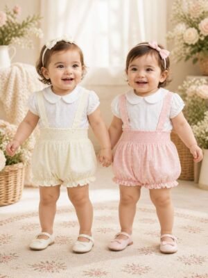 Premium Baby Girl Suspender Romper & Shirt Set – Cute Toddler Summer Outfit