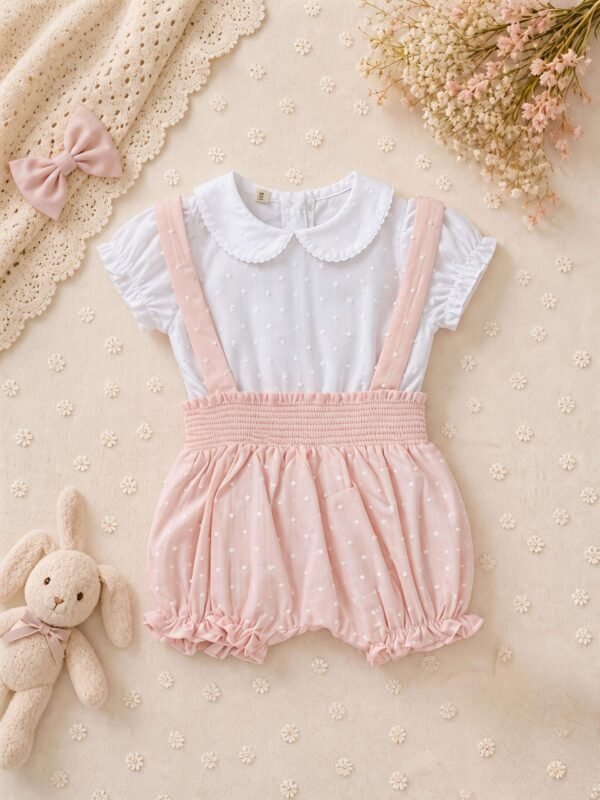 Premium Baby Girl Suspender Romper & Shirt Set – Cute Toddler Summer Outfit