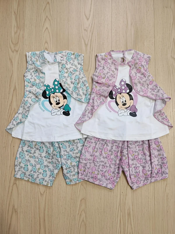 Girls 2-Piece Minnie Mouse Floral Jacket Top & Shorts Set (12M–3Y)