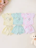 Soft Cotton Baby Shorts & Top Set – Heart Rhinestone Detail (3–6M & 6–9M)