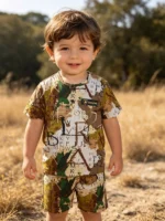 Kids Boys Alphabet Camo 2-Piece Summer Lawn Suit (Soft & Breathable)