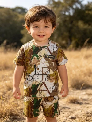 Kids Boys Alphabet Camo 2-Piece Summer Lawn Suit (Soft & Breathable)
