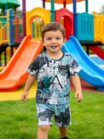 Kids Boys Alphabet Camo 2-Piece Summer Lawn Suit (Soft & Breathable)