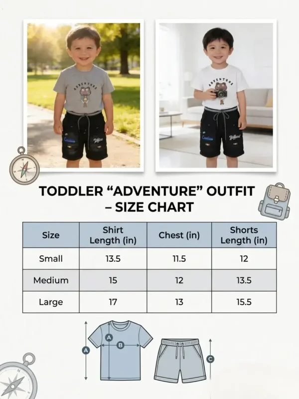 Boys 2-Pcs Cotton Adventure Suit - Bear Print Half Sleeves Casual Summer Outfit