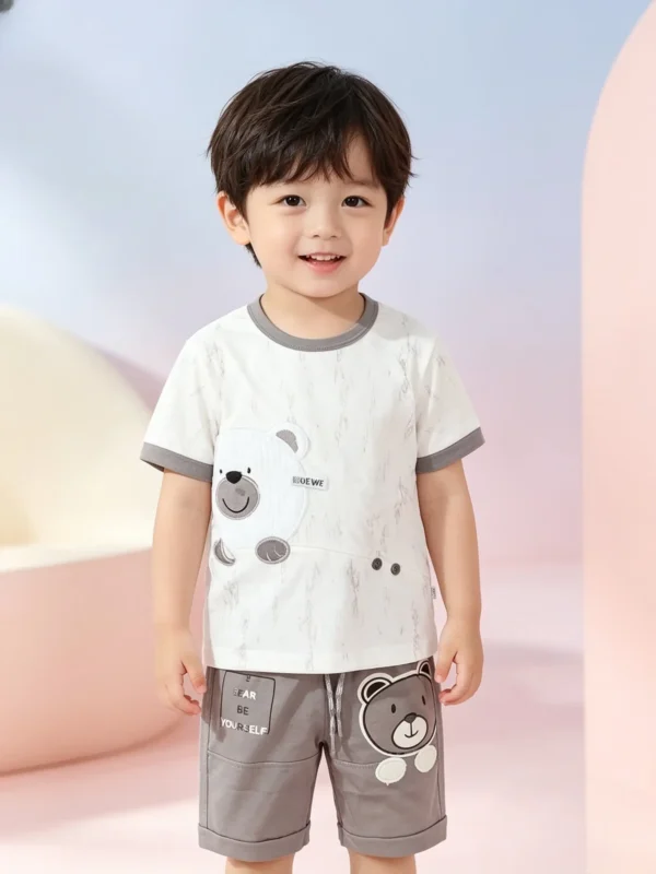 Cute Bear Baby Boy Summer Suit - 2-Piece T-Shirt & Nicker Set