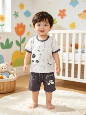 Cute Bear Baby Boy Summer Suit - 2-Piece T-Shirt & Nicker Set