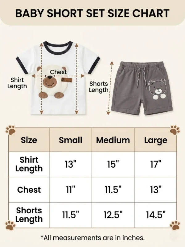 Cute Bear Baby Boy Summer Suit - 2-Piece T-Shirt & Nicker Set
