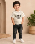 Boys 100% Cotton Striped Graphic Crewneck T-Shirt (Sizes 20–24)