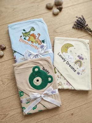 remium Imported Baby Hooded Swaddle Wrapping Sheet – Ultra-Soft Cotton "Lovely Dreams" Receiver Blanket