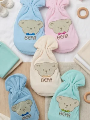 Cute Teddy Bear Soft Cotton Baby Feeding Bottle Cover Sleeve
