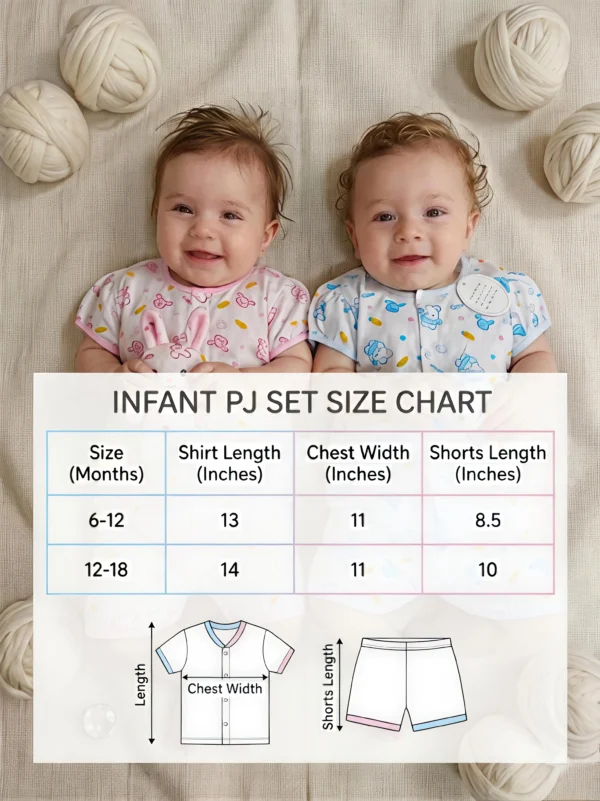 Infant Unisex Printed Cotton Front-Button Shirt & Shorts Set (6–18 Months)
