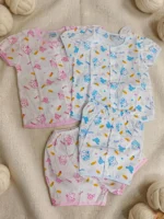 Infant Unisex Printed Cotton Front-Button Shirt & Shorts Set (6–18 Months)