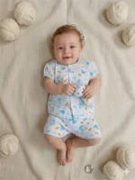 Infant Unisex Printed Cotton Front-Button Shirt & Shorts Set (6–18 Months)