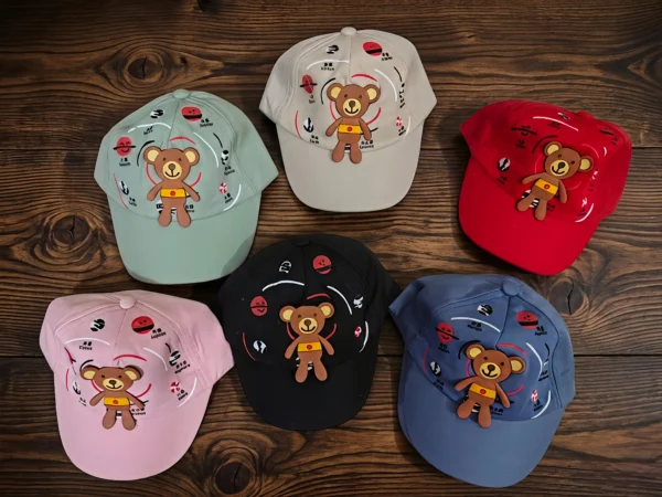 Cute Baby 3D Teddy Bear Cotton P-Cap / Baseball Cap (Free Size)