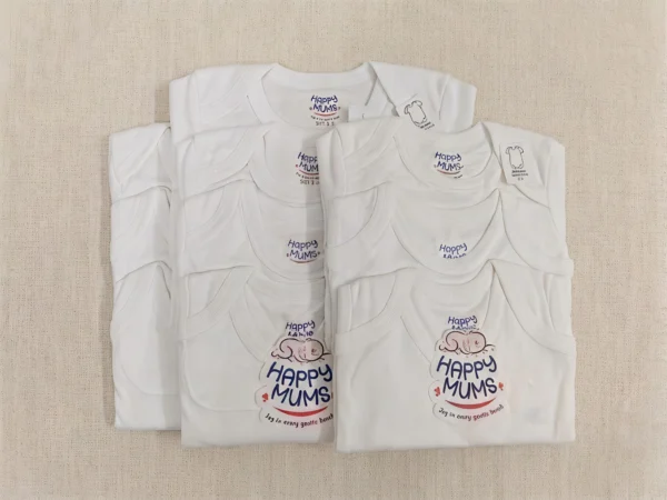 Happy Mums Pack of 3 Pure Cotton Baby Rompers – Printed Short Sleeve Bodysuits