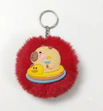 Cute Capybara Fluffy Fur Ball Keychain – Plush Diaper Bag & Stroller Charm Accessory