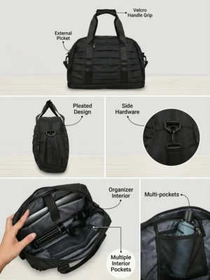 High-Capacity Multi-Pocket Travel Duffle Bag – Sleek Pleated Design