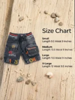 Kids Dark Wash Denim Cargo Shorts with Embroidered Patches (S–XL)
