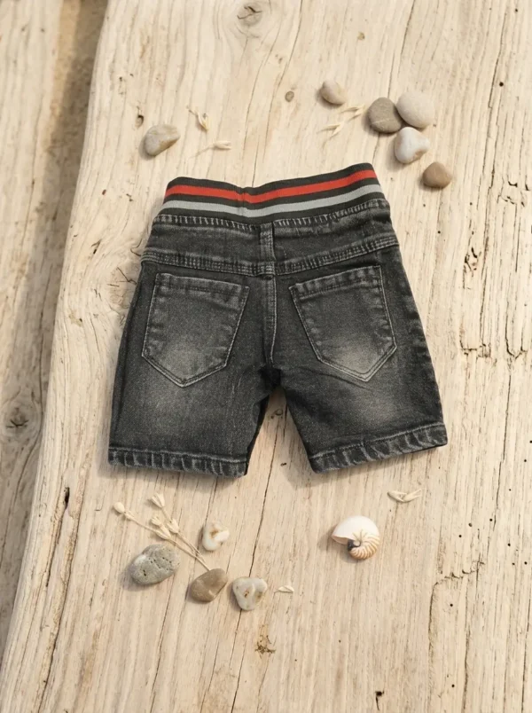 Kids Dark Wash Denim Cargo Shorts with Embroidered Patches (S–XL)