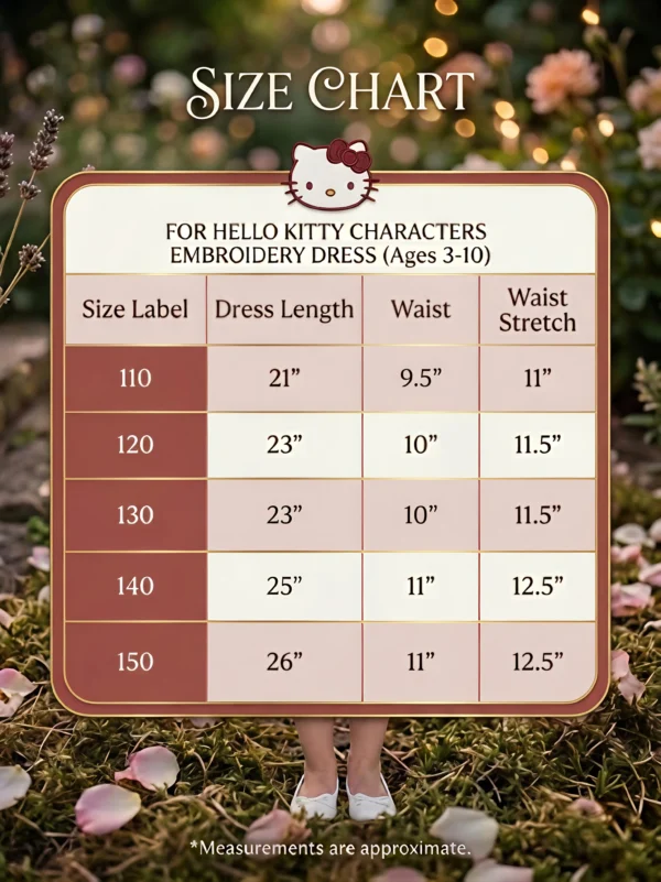 Girls Hello Kitty Character Embroidery Frock – Rose Red & White Bow Dress