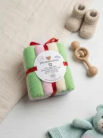 Premium Soft Terry Baby Washcloths & Napkins Set (Pack of 12) – Ultra-Absorbent Newborn Burp Cloths & Wipes