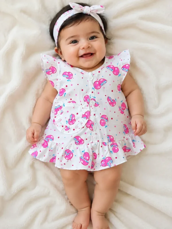 Premium Baby Girls Summer Nicker Suit Set – Cute Printed Frock & Shorts