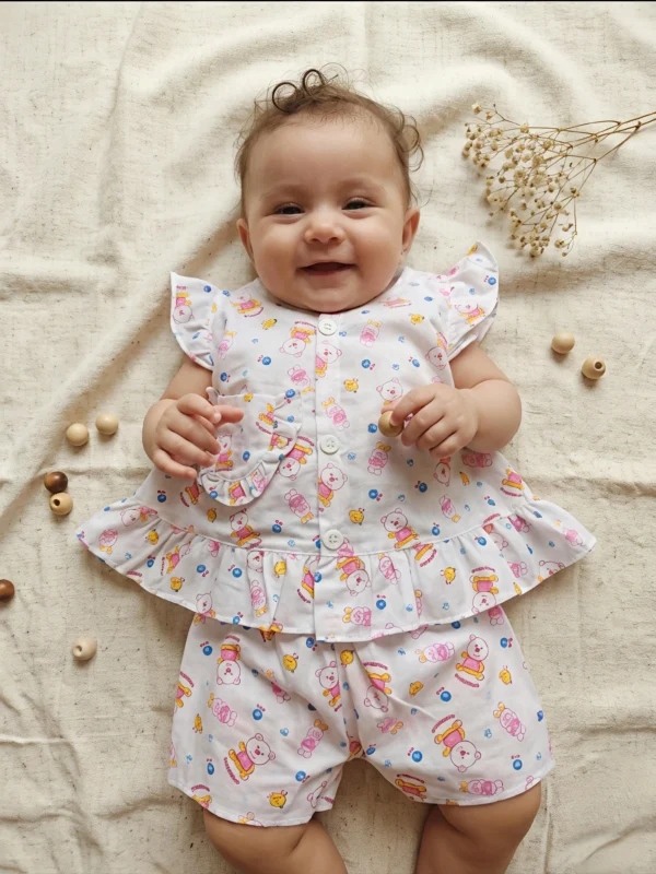Premium Baby Girls Summer Nicker Suit Set – Cute Printed Frock & Shorts