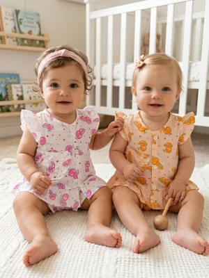Premium Baby Girls Summer Nicker Suit Set – Cute Printed Frock & Shorts