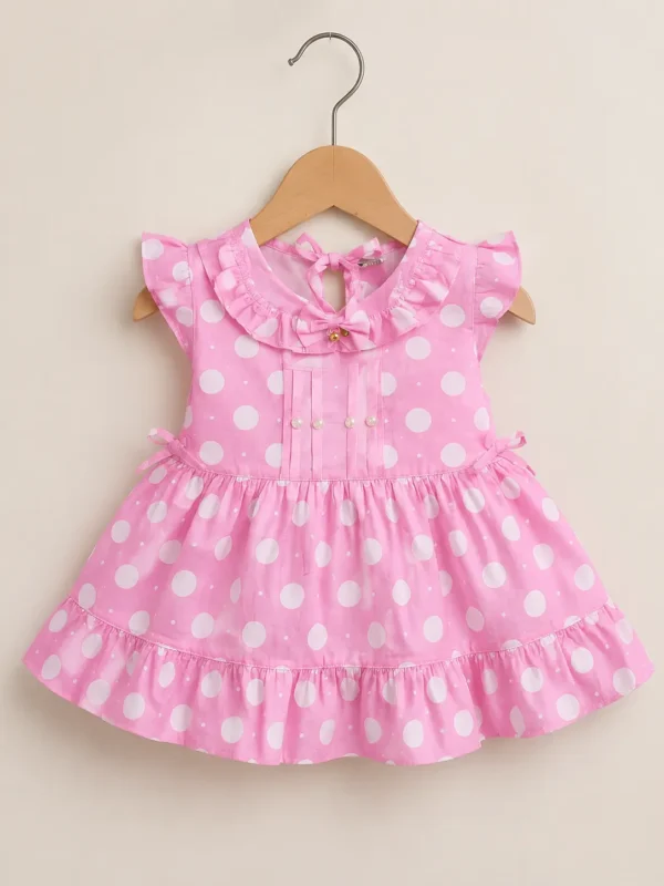 Cute Pink Polka Dot Baby Girl Dress | Premium Cotton Frock