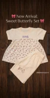 Girls Sweet Butterfly 2-Piece Outfit Set – Top & Knicker Shorts (Small & Large)