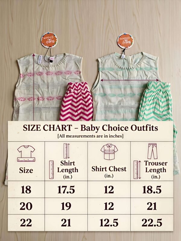 Premium Cotton Girl 2-Piece Kurti & Trouser Set – Ethnic Zigzag Summer Suit