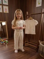 Girls 3-Piece Loungewear Set – New York Graphic Top, Ribbon Print Shirt & Trouser