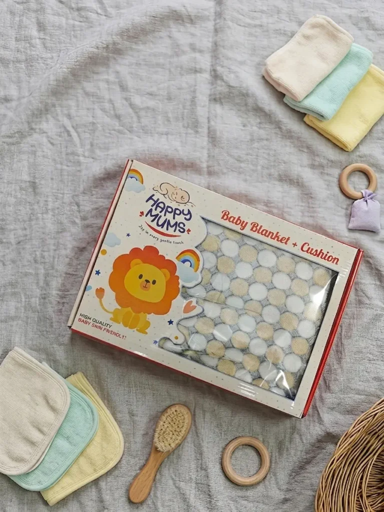 Ultra-Soft Baby AC Blanket & Pillow Set - Polka Dot Brown (48" x 36")