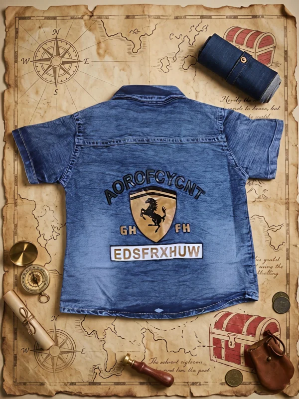Baby Boys Denim 3-Piece Outfit Set – Short-Sleeve Outer Shirt, Inner Tee & Shorts