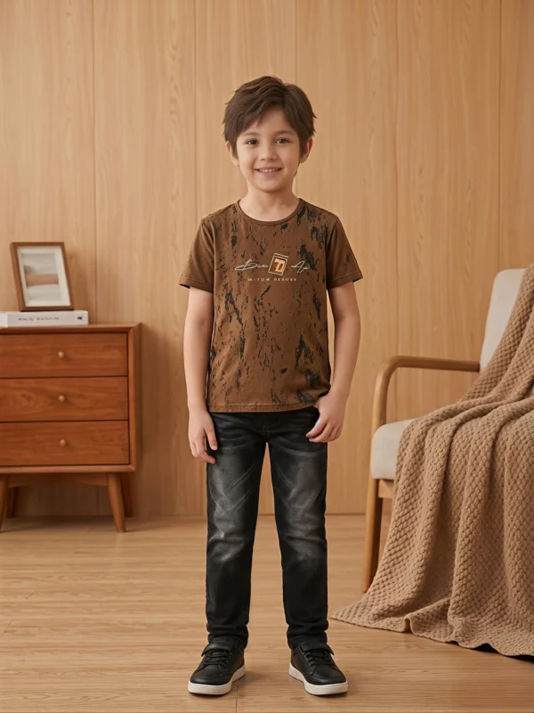 Boys Distressed Marble Print Graphic T-Shirt (Sizes 18–24)