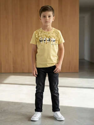 Boys Splatter Print 'DENIM' Graphic T-Shirt