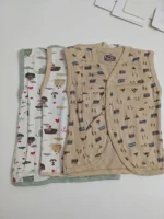Premium Soft Cotton Baby Front-Open Vests – Sleeveless Buttoned Undershirts (Length 11" x Width 9") Pack of 2