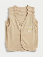Premium Soft Cotton Baby Front-Open Vests – Sleeveless Buttoned Undershirts (Length 11" x Width 9") Pack of 2