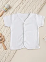 Ultra-Soft Newborn V-Neck Vests (Pack of 3) – Pure White Cotton Comfort